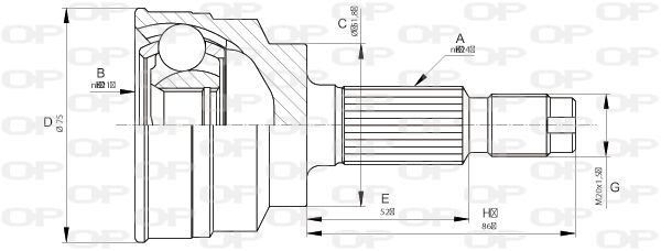 OPEN PARTS Шарнирный комплект, приводной вал CVJ5664.10